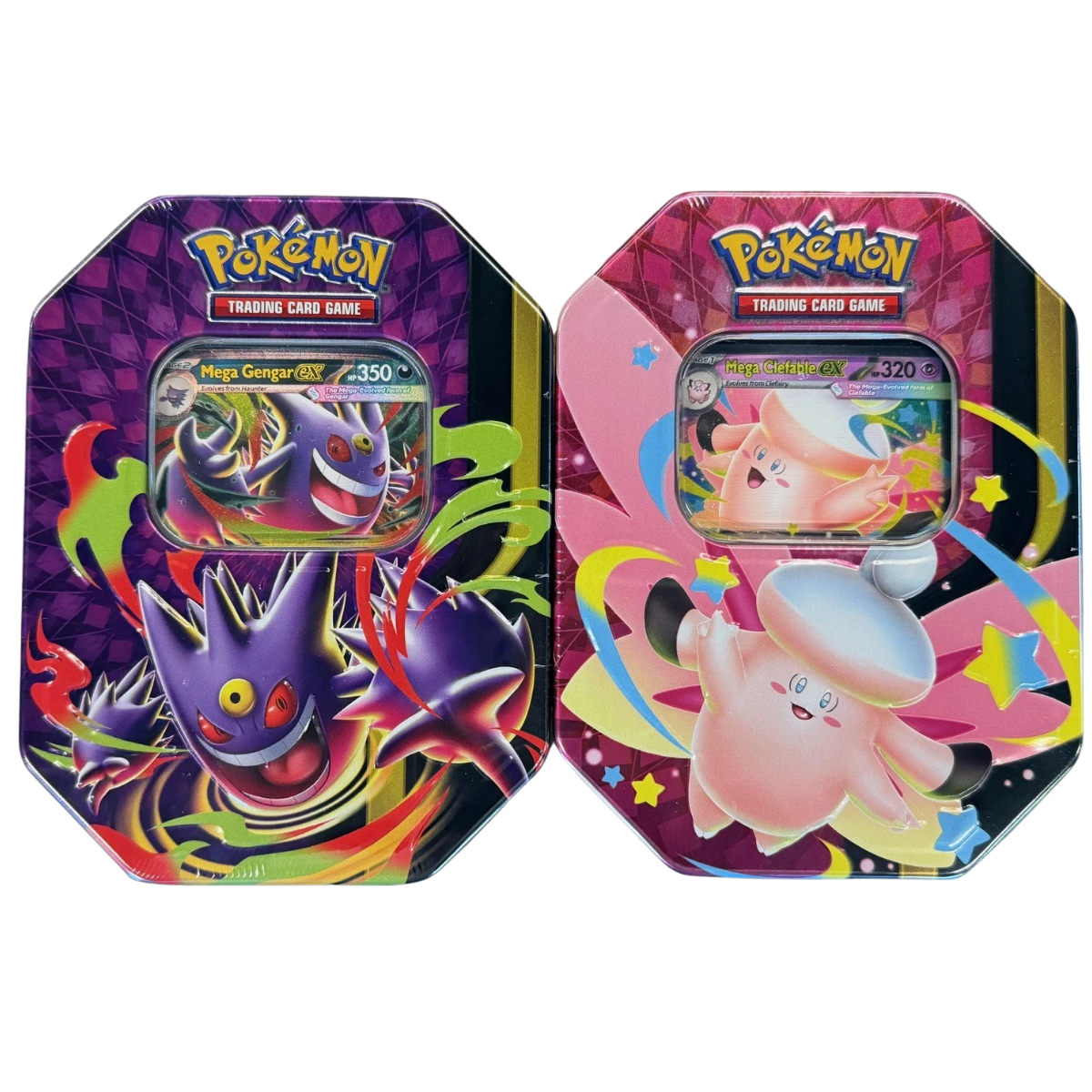 Pokemon Mega Moonlit Tin Mega Clefable & Gengar (Set of 2 Tins Pokemon Mega Moonlit Tin Mega Clefable & Gengar (Set of 2 Tins
